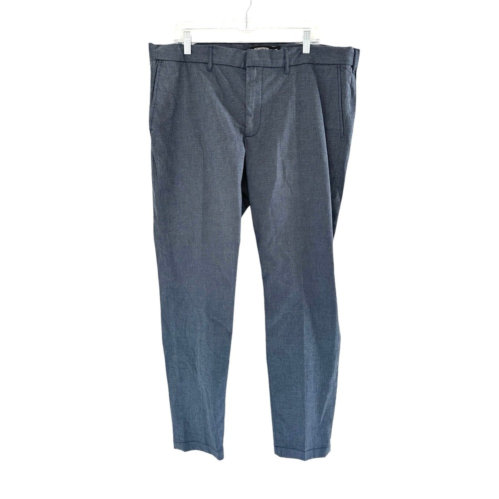 Nordstrom Slim Fit Dress Pants Mens 40x32 Blue Grey Flat Front Trousers
